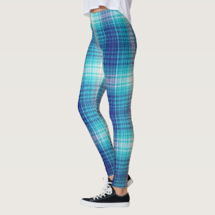 Blue Flannel Look Cosy Country Leggings