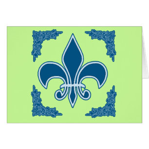 Blue Fleur de Lis avec la frontière fleurie