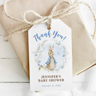 Blue Flopsy Bunny Baby Showschild Tag für Jungen Geschenkanhänger