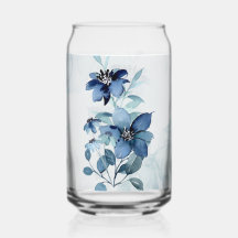 Blue Floral 2 Can Glass Trinkbehälter Set