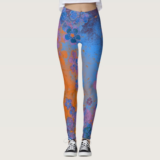 Blue Floral #3 Leggings (Vorderseite)