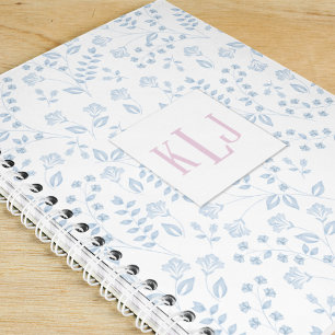 Blue Floral 8.5" x 11" Spiral Notebook Notizbuch