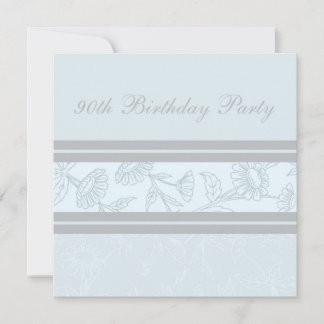 Blue Floral 90. Geburtstagsparty Einladungen