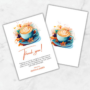 Blue Floral A Baby ist das Brechen der Coffee Baby Dankeskarte