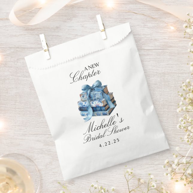 Blue Floral A New Chapter Brautparty Geschenktütchen (Ausgeschnitten)
