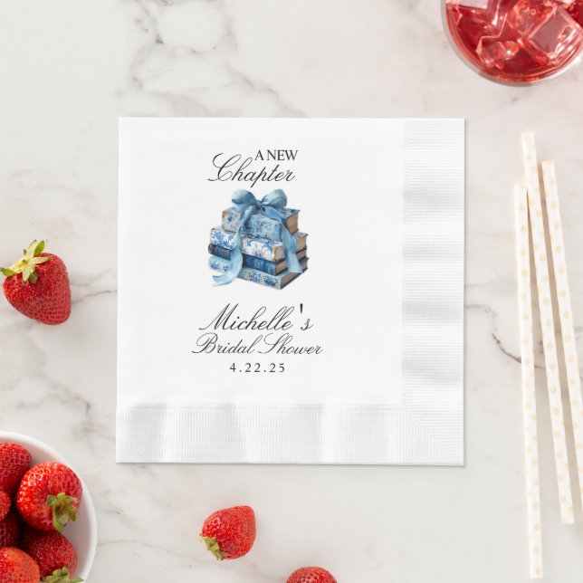 Blue Floral A New Chapter Brautparty Serviette (Beispiel)