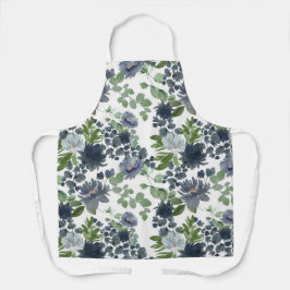 Blue Floral All-Over Print Apron Schürze