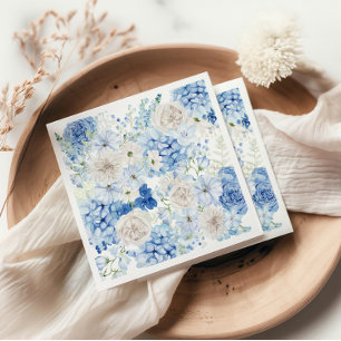 Blue Floral Allover Print Brautparty Serviette