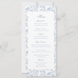 Blue Floral and Bird Toile Wedding Menu Card Save The Date