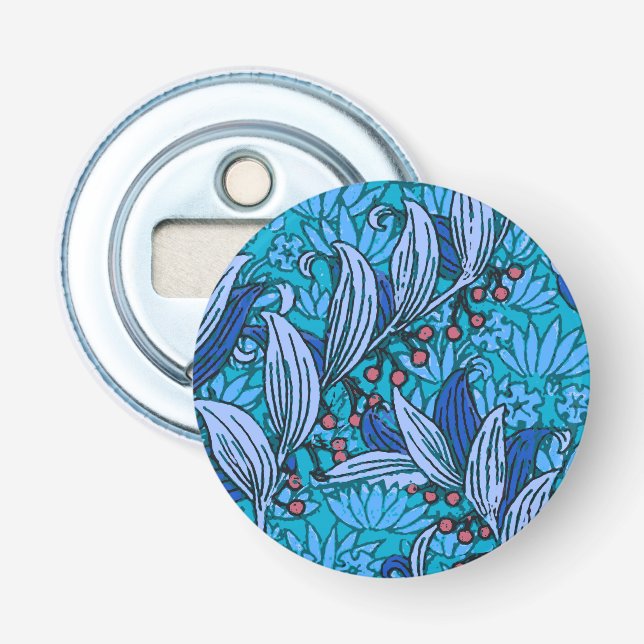 Blue Floral Antique Boho Moderne Flaschenöffner (Vorderseite)