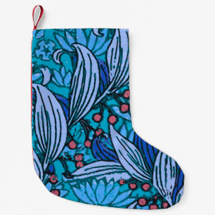 Blue Floral Antique Boho Moderne Kleiner Weihnachtsstrumpf