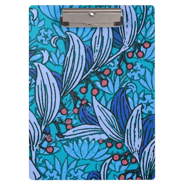 Blue Floral Antique Boho Moderne Klemmbrett (Vorderseite)