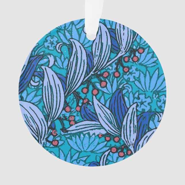 Blue Floral Antique Boho Moderne Ornament (Vorderseite)