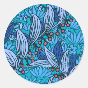 Blue Floral Antique Boho Moderne Runder Aufkleber