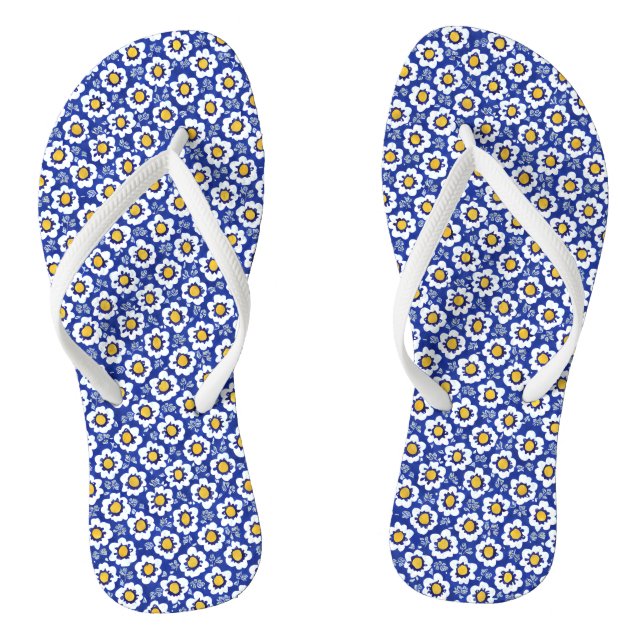 Blue Floral arabe Motif paire de tongs (Semelle)
