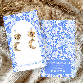 Blue Floral Arch Earring Juwelier Display Card