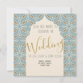 Blue Floral Arch Indien Inspiriert Hochzeitseinlad Einladung