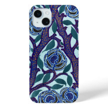 Blue Floral Art Deco Print Reproduction by Seguy