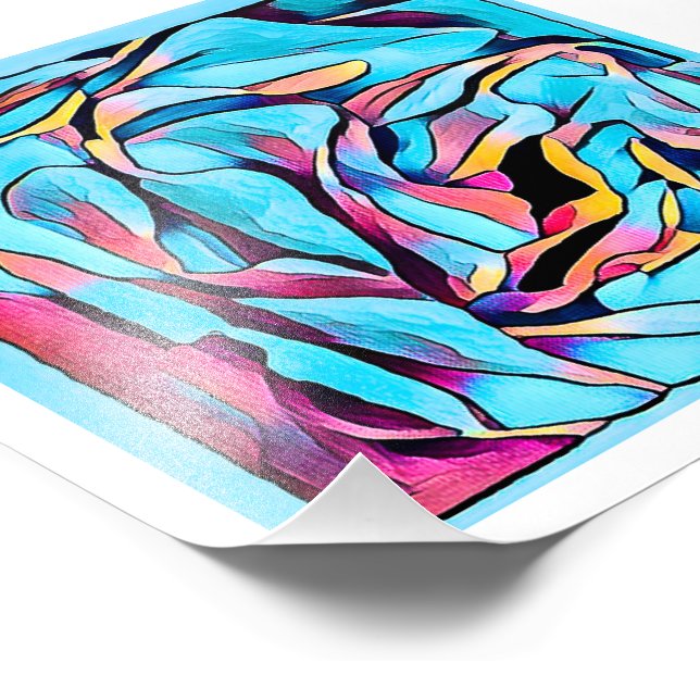 Blue Floral Art Print Fotodruck (Ecke)