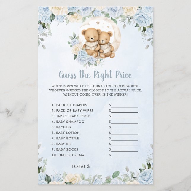 Blue Floral Baby Bears Twin Guess Richtiges Preiss (Vorderseite)