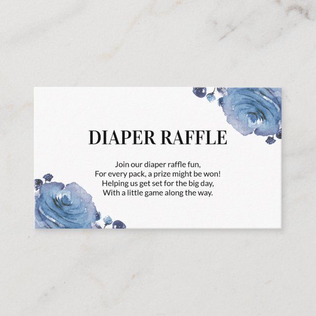 Blue Floral Baby Dusche Windelwanne Begleitkarte (Vorderseite)