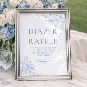 Blue Floral Baby Dusche Windelwanne Poster