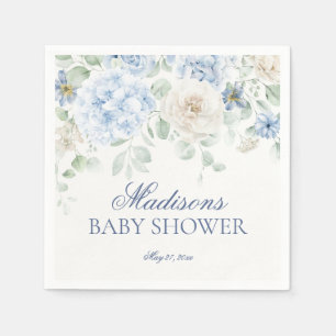 Blue Floral Baby in Bloom Hydrangea Babydusche Serviette
