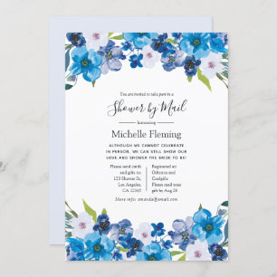 Blue Floral Baby oder Brautparty per Mail Einladung