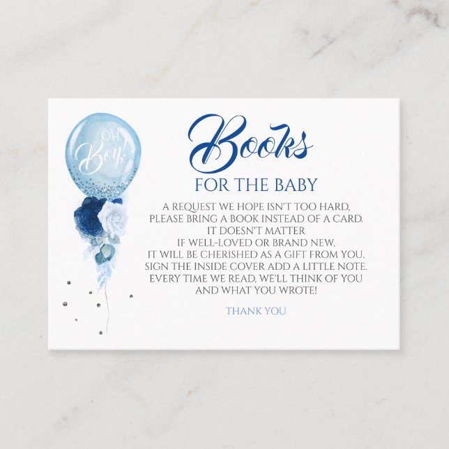 Blue Floral Baby Shooter Books for Baby Visitenkarte (Vorderseite)