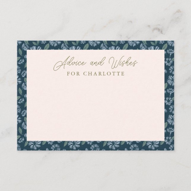 Blue Floral Baby Showcard Begleitkarte (Vorderseite)