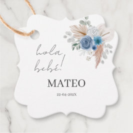 Blue Floral Baby Shower Boy Spanisch Geschenkanhänger