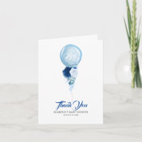 Blue Floral Balloon Baby Dusche Vielen Dank