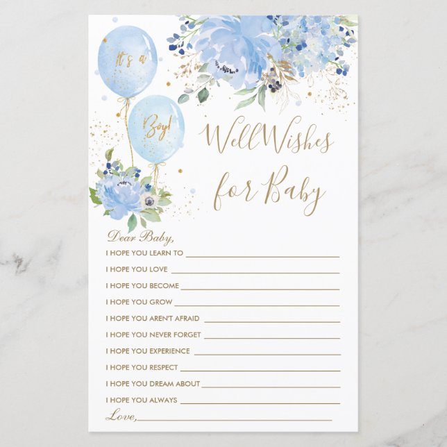 Blue Floral Balloon Boy Guess Well Wtains for Baby (Vorderseite)