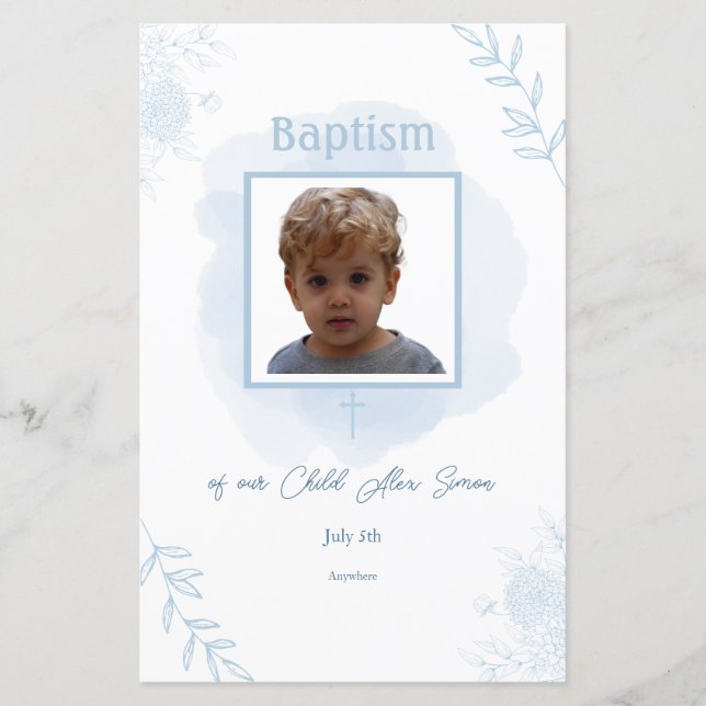 Blue Floral Baptisc - Klassisches und elegantes Me (Vorderseite)
