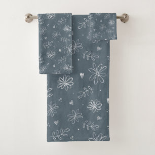 Blue Floral Bauernhof Hütte Design Handtuch Badhandtuch Set