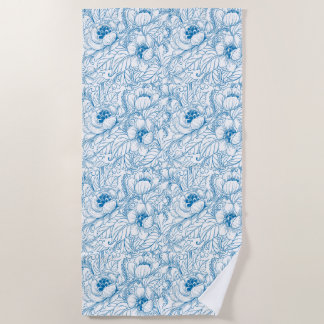 Blue Floral Beach Handtuch
