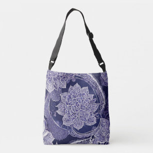 Blue Floral Beauty AI Art Tragetaschen Mit Langen Trägern