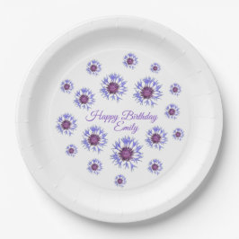 Blue Floral Birthday Party Paper Teller