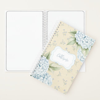 Blue Floral Blue Hydrangea Yellow Notizbuch