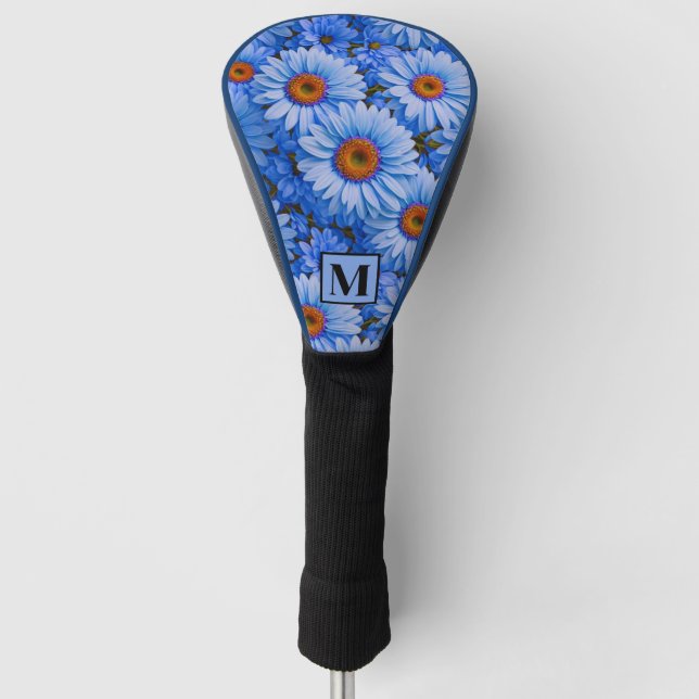 Blue floral blue sunflowers blue daisies pattern  golf headcover (Vorderseite)