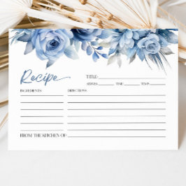 Blue Floral Blume Brautparty Rezept Card
