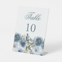 Blue Floral Blume Tischnummern Hochzeitsskripte Sockelschild
