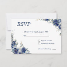Blue Floral Blume Wedding RSVP Response Card