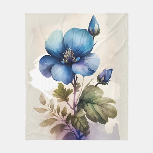 Blue Floral Blumen Blue Bells Kunst, Dichtung und  Fleecedecke (Vorderseite)