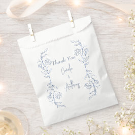 Blue Floral Boho Side Border Wedding Geschenktütchen