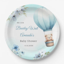 Blue Floral Boho Teddy Bärenjungen Dusche