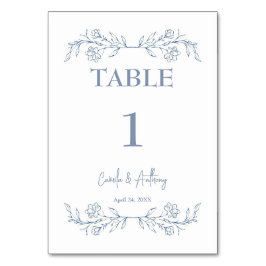 Blue Floral Boho Top Border Wedding Tischnummer