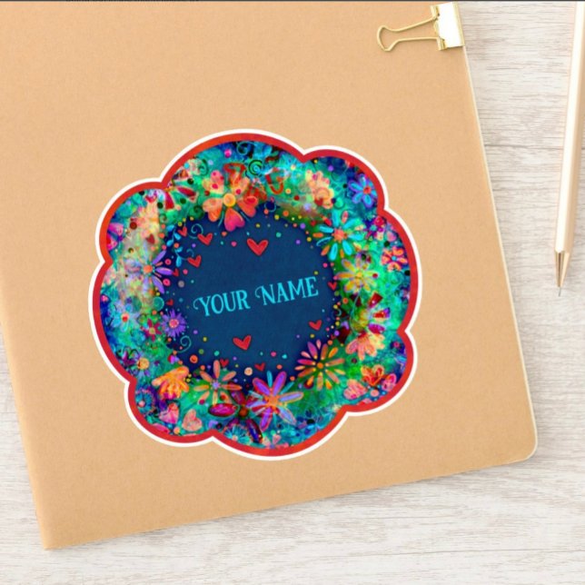 Blue Floral Boho Trendname Inspirivity Sticker (Von Creator hochgeladen)