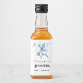 Blue Floral Bouquet, Baby Dusche Vielen Dank, dass Alkoholflaschenetikett