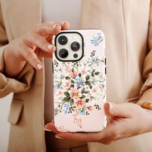 Blue Floral Bouquet Girly | iPhone 14 Case-Mate C Hülle (Von Creator hochgeladen)
